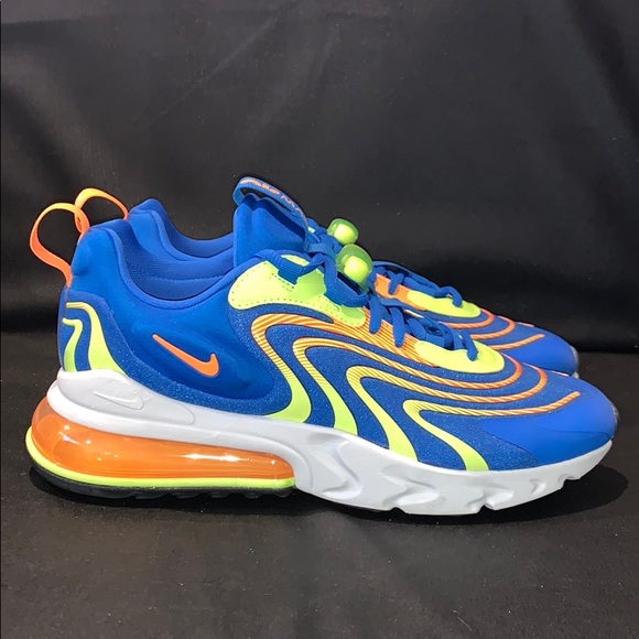 Nike Air Max 270 React ENG Blue/Lime/Orange - Picture 3 of 5
